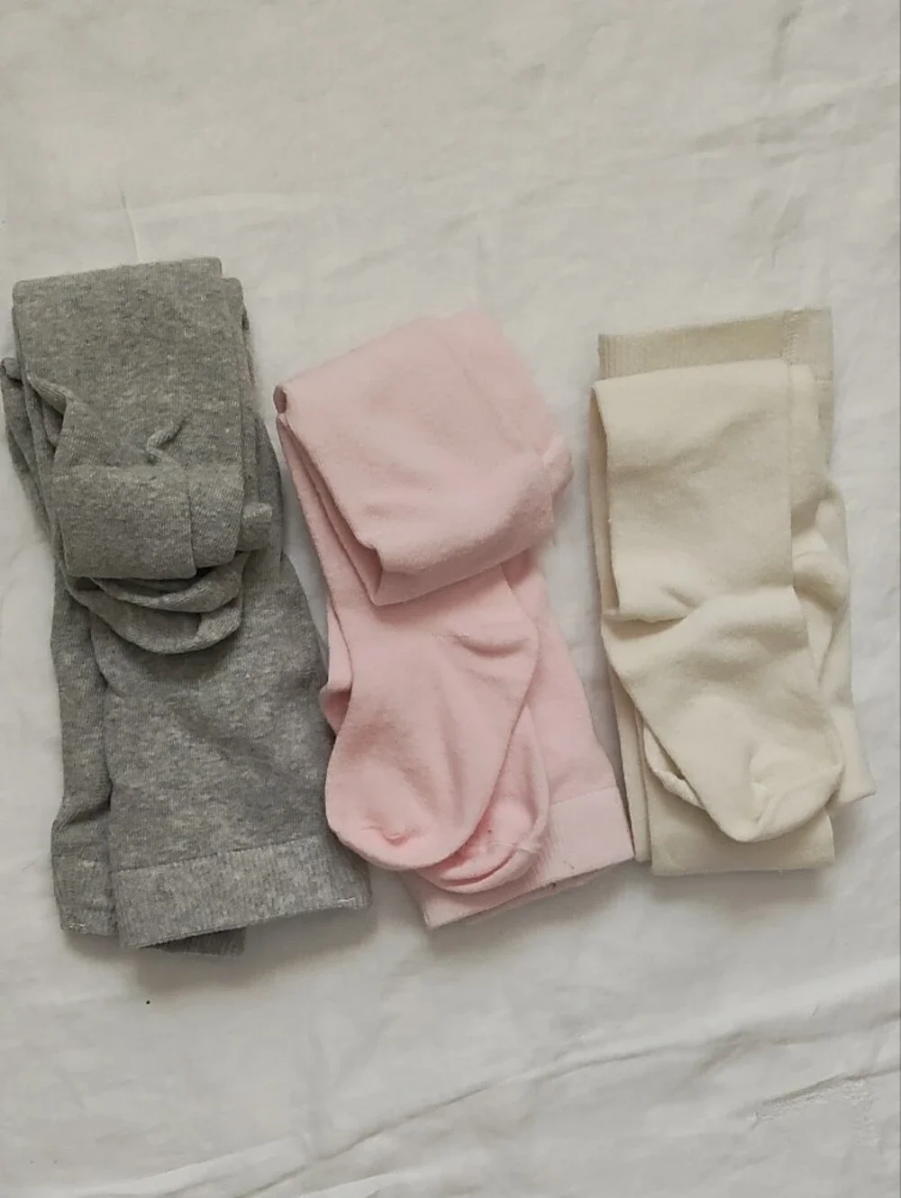 Children's Cotton Blend Tights 3-Pack - Pink, Gray, Cream